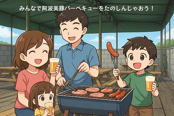 バーベキュー風景の絵